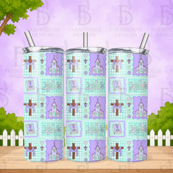 Website 20oz - 37 Teal and Purple Jesus Tumbler